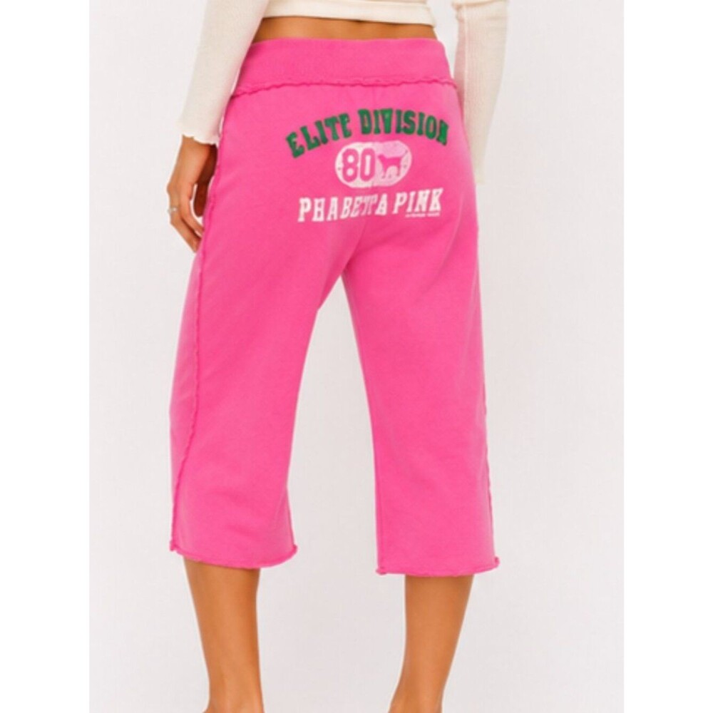 Vintage PINK Victoria's Secret Y2K Hot Pink Capri Sweatpants Wide Leg XS